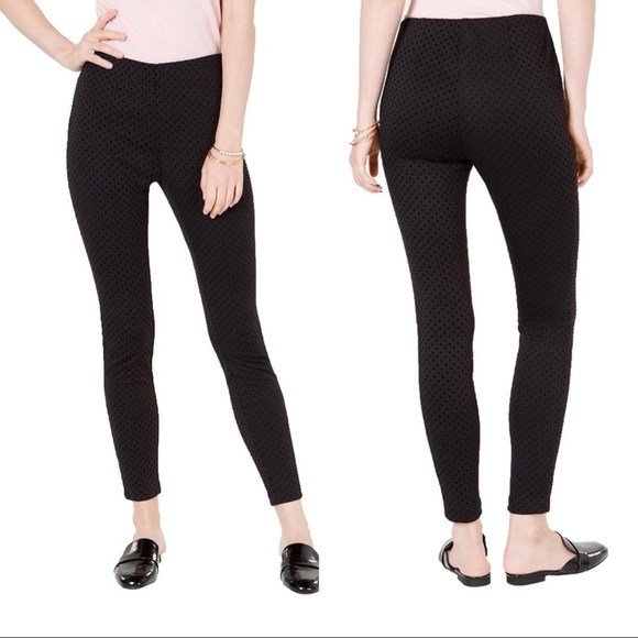 Maison Jules - Flocked Dotted Skinny Pants - Picture 2 of 7